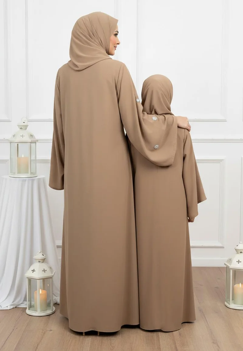 Nukhbaa  Luxurious Mother & Daughter Matching Abaya Set -620MD  (Dresses are sold individually. To create a matching mom and daughter set, please purchase two items in different sizes) for Women | Best Price UAE